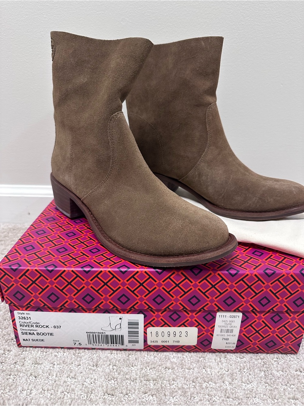 NEW IN BOX Tory Burch Siena Suede Women's Ankle Boot in River Rock